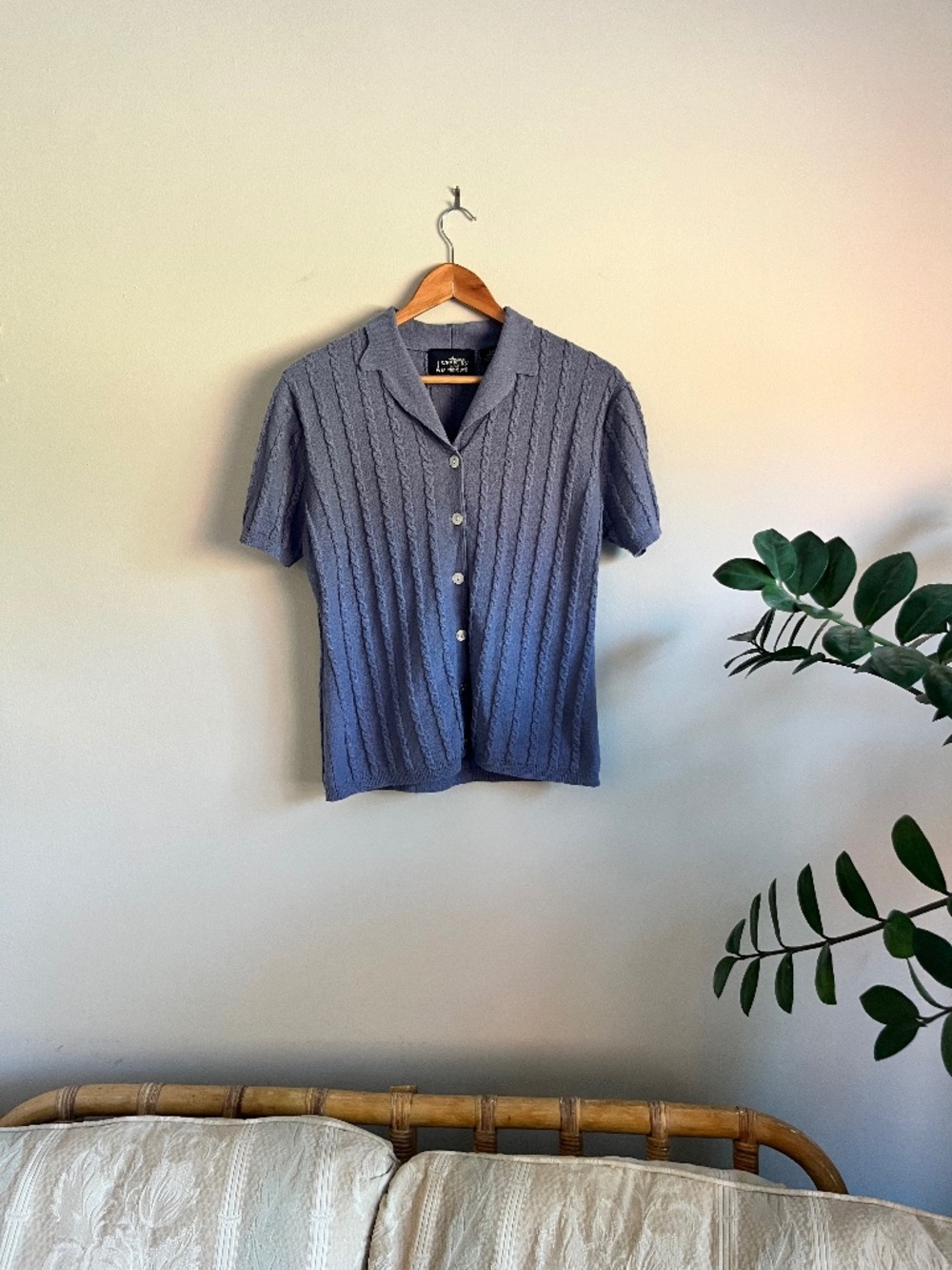 Vintage cable-knit polo - size L